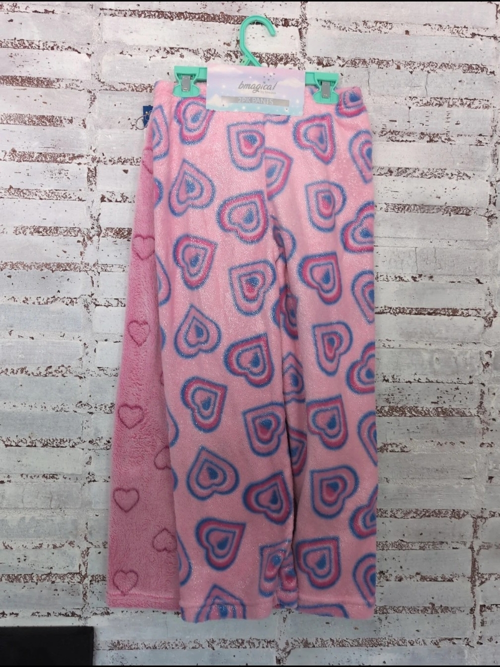 2pk Pink Heart Kids Pj Pants